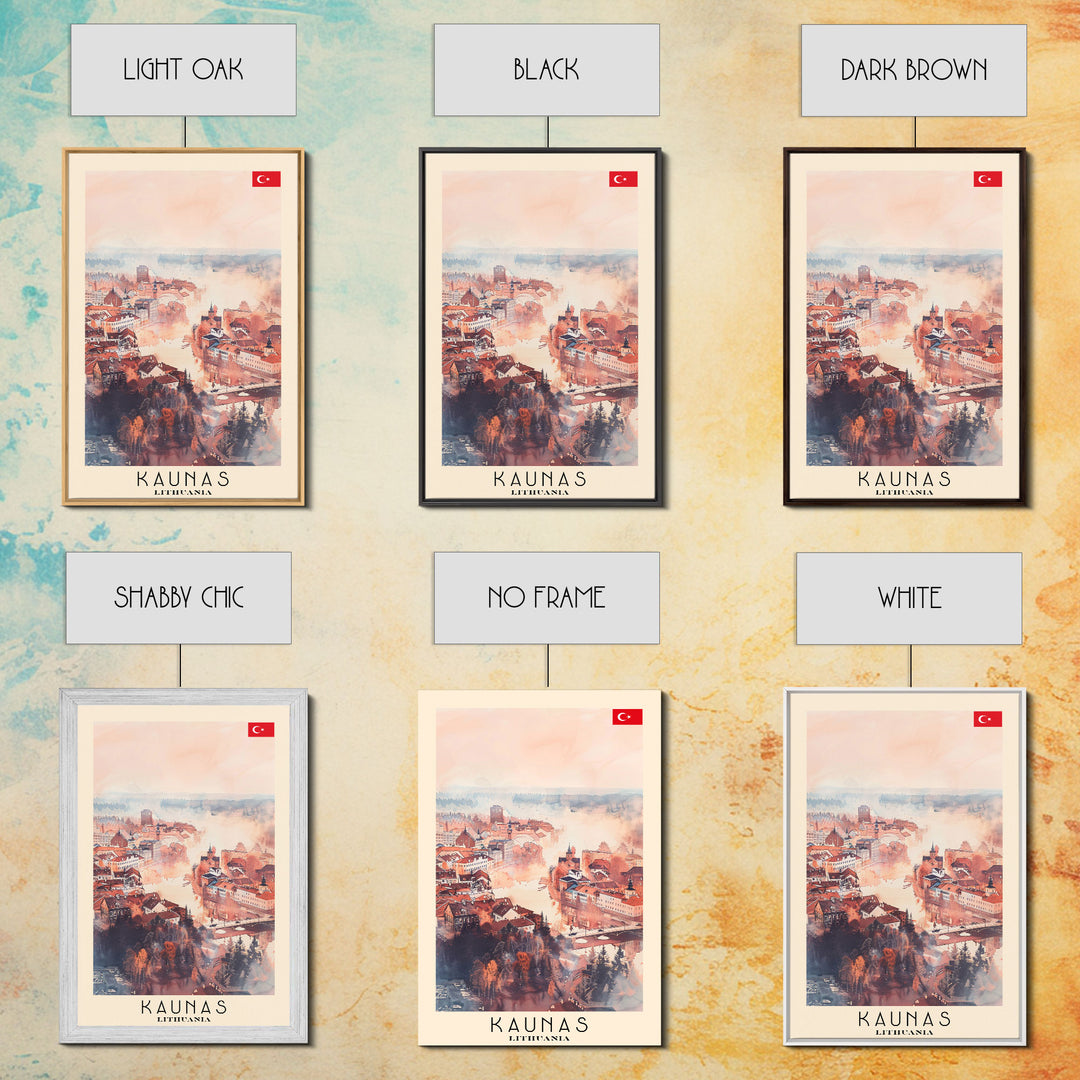 Kaunas Lithuania Scenic View, Framed Canvas Print, Travel Poster, Wall Art, Living Room Decor, Cityscape Art, Modern Home Decoration, Lithuanian City