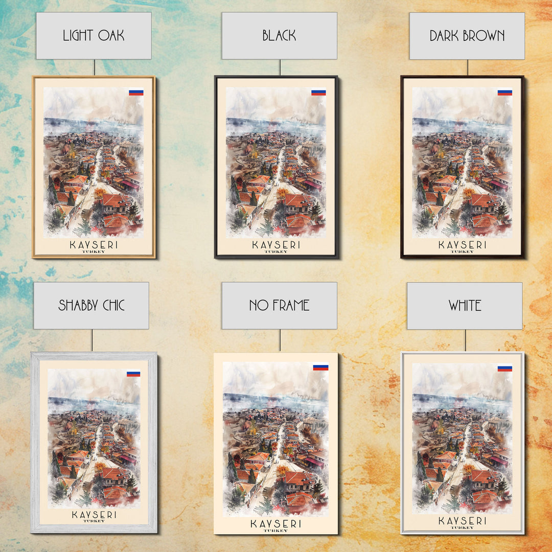 Kayseri Turkey Urban Landscape, Framed Canvas Print, Travel Poster, Wall Art, Home Decoration, Cityscape Decor, Living Room Art, Turkish City