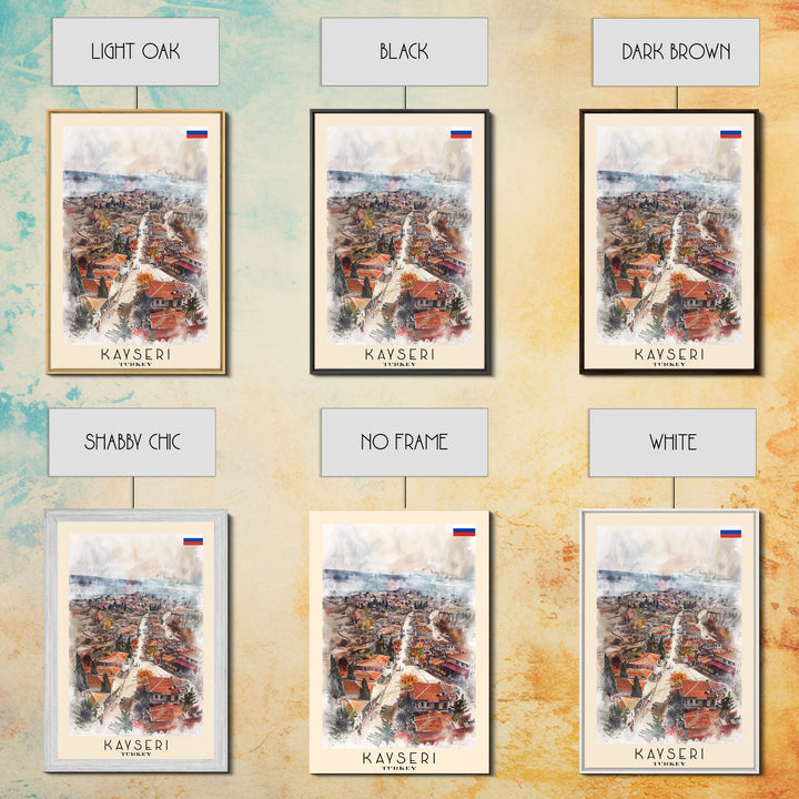 Kayseri Turkey Urban Landscape, Framed Canvas Print, Travel Poster, Wall Art, Home Decoration, Cityscape Decor, Living Room Art, Turkish City