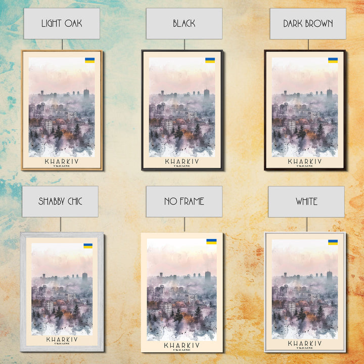 Kharkiv Ukraine Cityscape in Spring, Framed Canvas Print, Travel Poster, Wall Art, Home Decor, Living Room Decoration, Ukrainian Urban Art