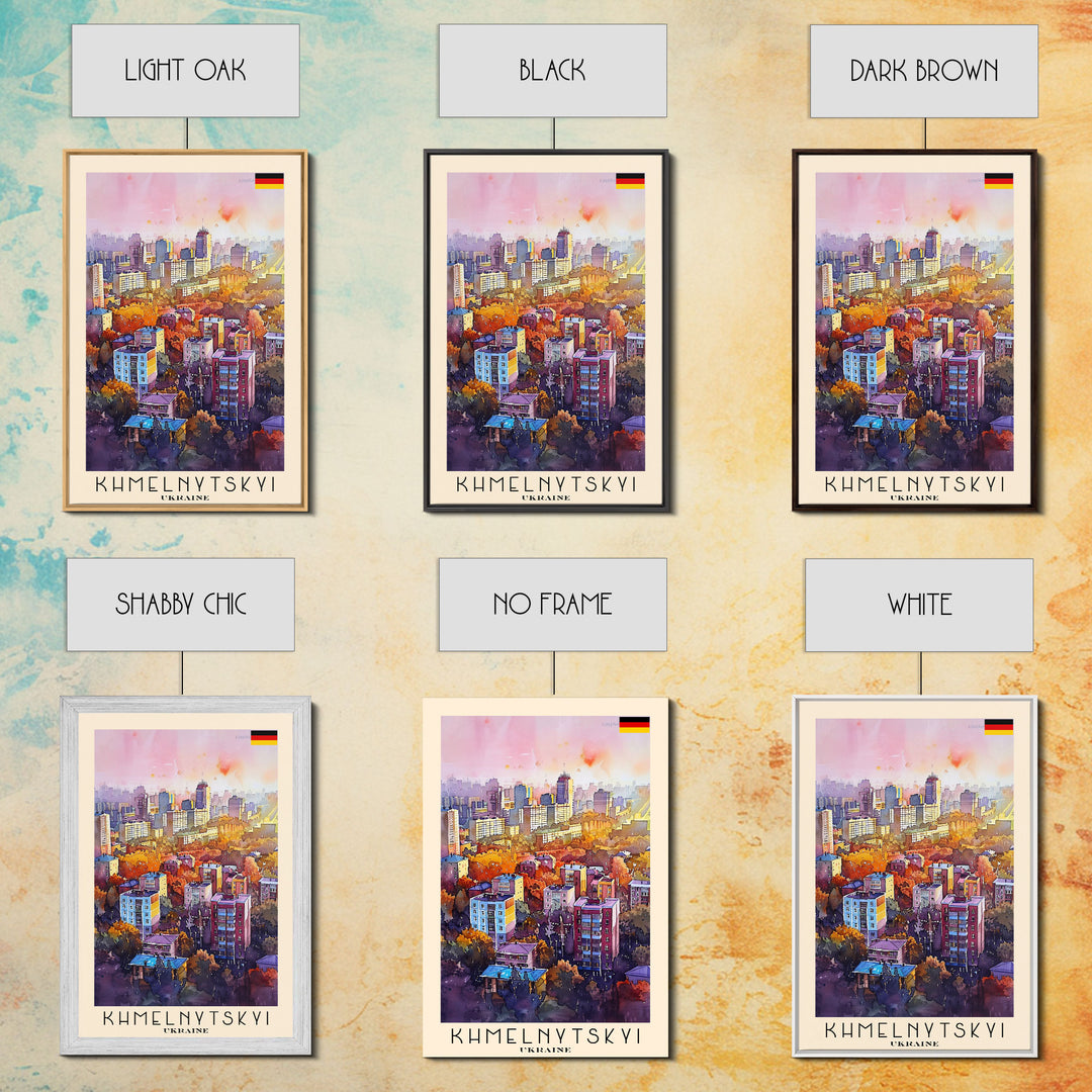 Khmelnytskyi Ukraine Cityscape, Framed Canvas Print, Travel Poster, Wall Art, Home Decor, Living Room Decoration, Ukrainian Urban Art