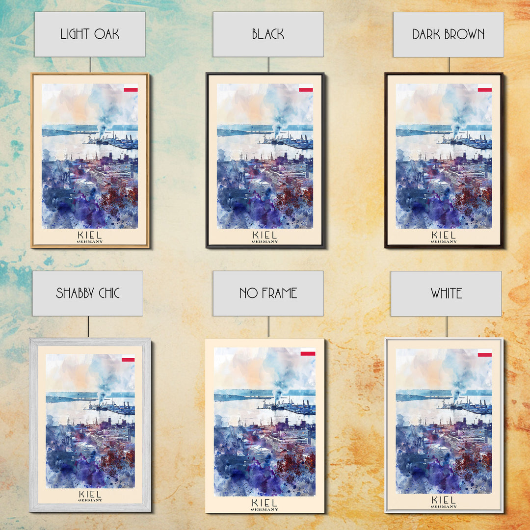 Kiel Germany Harbor View, Framed Canvas Print, Travel Poster, Wall Art, Home Decor, Living Room Decoration, German Cityscape Art