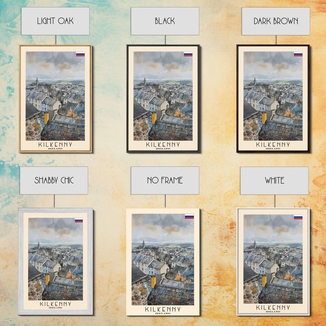 Kilkenny Ireland Scenic View, Framed Canvas Print, Travel Poster, Wall Art, Home Decor, Living Room Decoration, Irish Cityscape Art