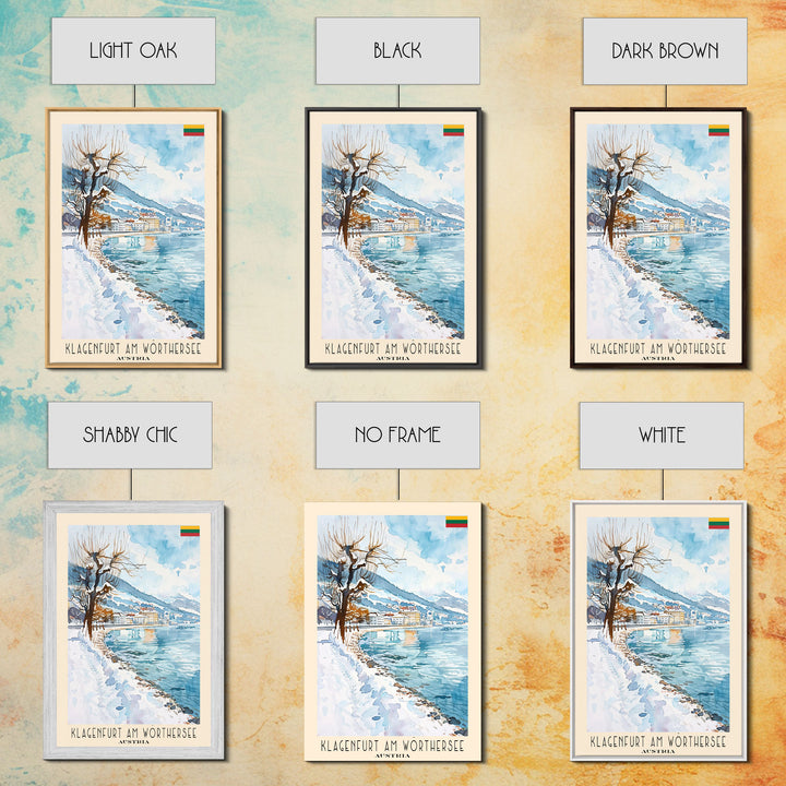 Klagenfurt Austria Alpine Cityscape, Framed Canvas Print, Travel Poster, Wall Art, Home Office Decor, Austrian Urban Artwork, Landscape Painting