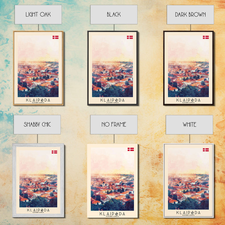 Klaipeda Lithuania Port City View, Framed Canvas Print, Travel Poster, Wall Art, Bedroom Decoration, Coastal Urban Scene, Nautical Artwork