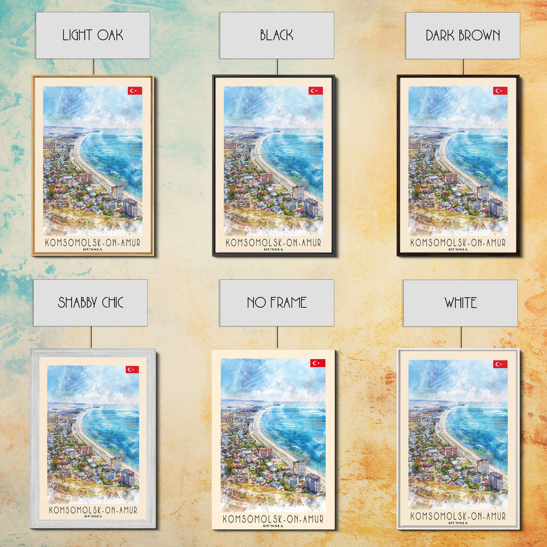 Komsomolsk-on-Amur Russia Industrial Cityscape, Framed Canvas Print, Travel Poster, Wall Art, Study Room Decor, Russian Urban Artwork, Industrial Scene