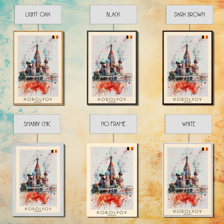 Korolyov Russia Scenic Cityscape, Framed Canvas Print, Travel Poster, Wall Art, Dining Room Decor, Russian Urban Landscape, Cityscape Painting