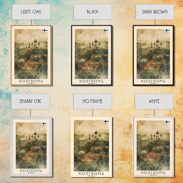 Kostroma Russia Winter Cityscape, Framed Canvas Print, Travel Poster, Wall Art, Entryway Decor, Russian Winter Landscape, Snowy Urban Scene