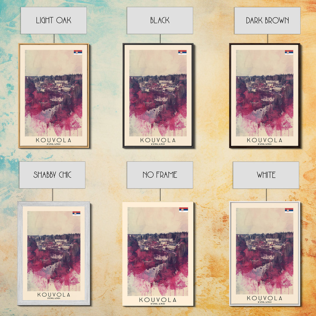 Kouvola Finland Scenic Winter View, Framed Canvas Print, Travel Poster, Wall Art, Bathroom Decor, Finnish Urban Landscape, Scenic Winter Painting