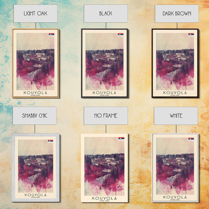 Kouvola Finland Scenic Winter View, Framed Canvas Print, Travel Poster, Wall Art, Bathroom Decor, Finnish Urban Landscape, Scenic Winter Painting