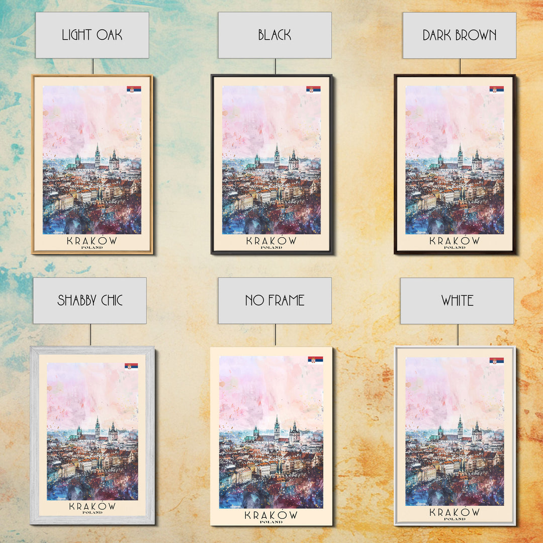 Krakow Poland Travel Poster Framed Canvas Print, Abstract Art, Minimalist Wall Decor, Vacation Gift, Home Decoration, Artistic Travel Print