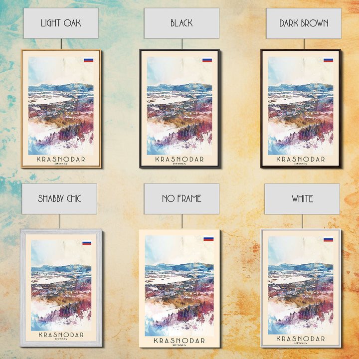 Krasnodar Russia Travel Poster Framed Canvas Print, Abstract Landscape Art, Wall Decor, Home Decoration, Travel Print, Artistic Gift