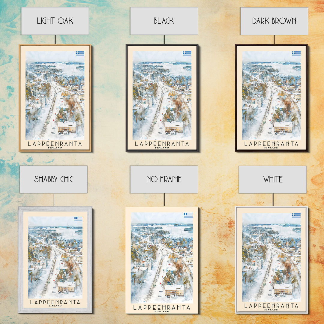 Lappeenranta Finland Travel Poster Framed Canvas Print, Scenic Landscape, Watercolor Painting, Wall Art, Home Decor, Travel Print, Artistic Gift