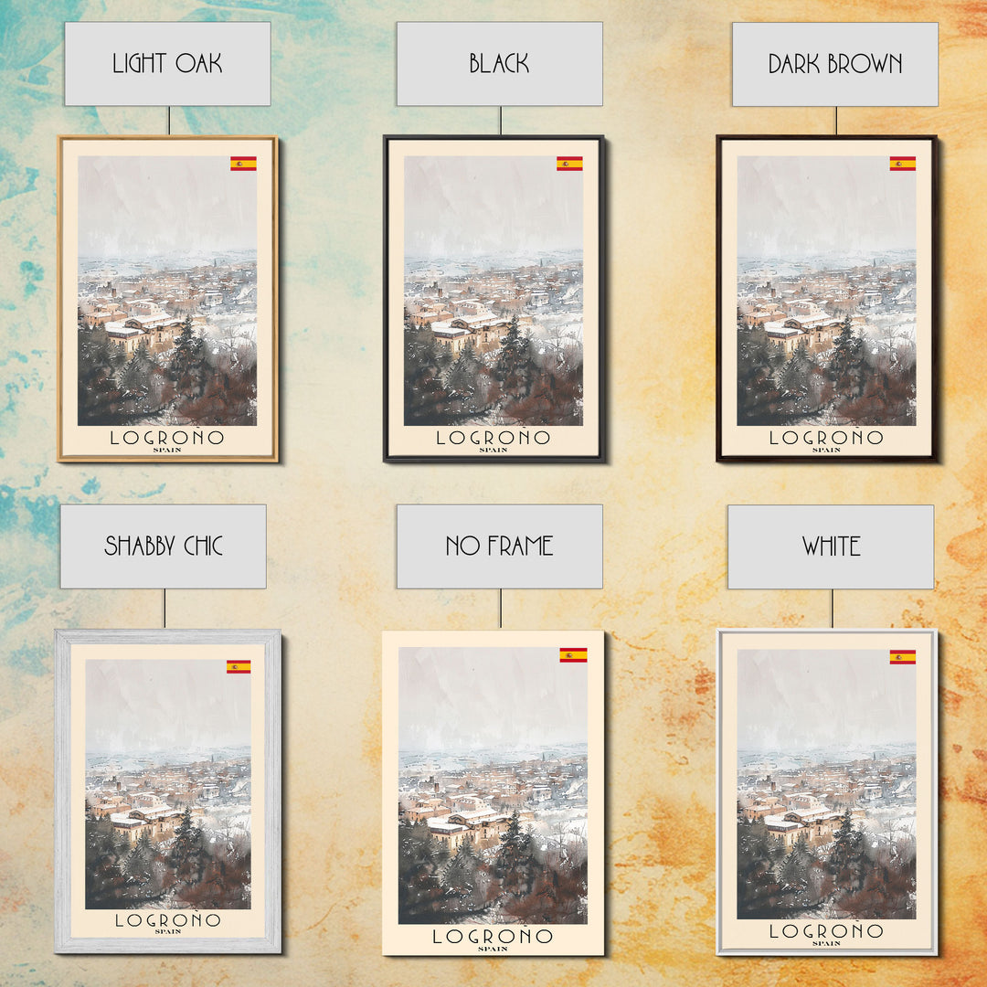 Logrońo Spain Travel Poster Framed Canvas Print, Scenic Landscape, Watercolor Art, Wall Decoration, Home Decor, Travel Print, Original Painting