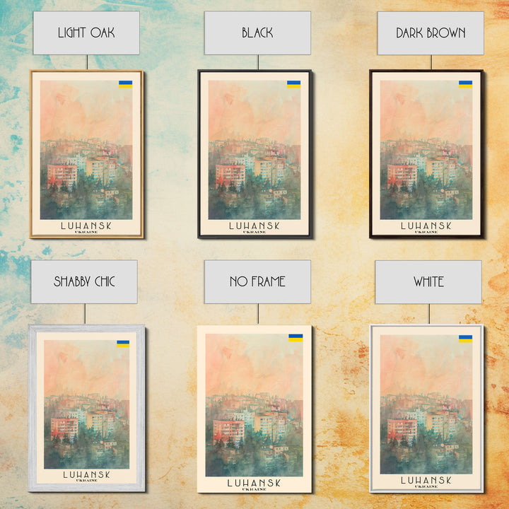 Luhansk Ukraine Travel Poster Framed Canvas Print, Urban Landscape, Watercolor Art, Wall Decor, Home Decoration, Travel Print, Original Art