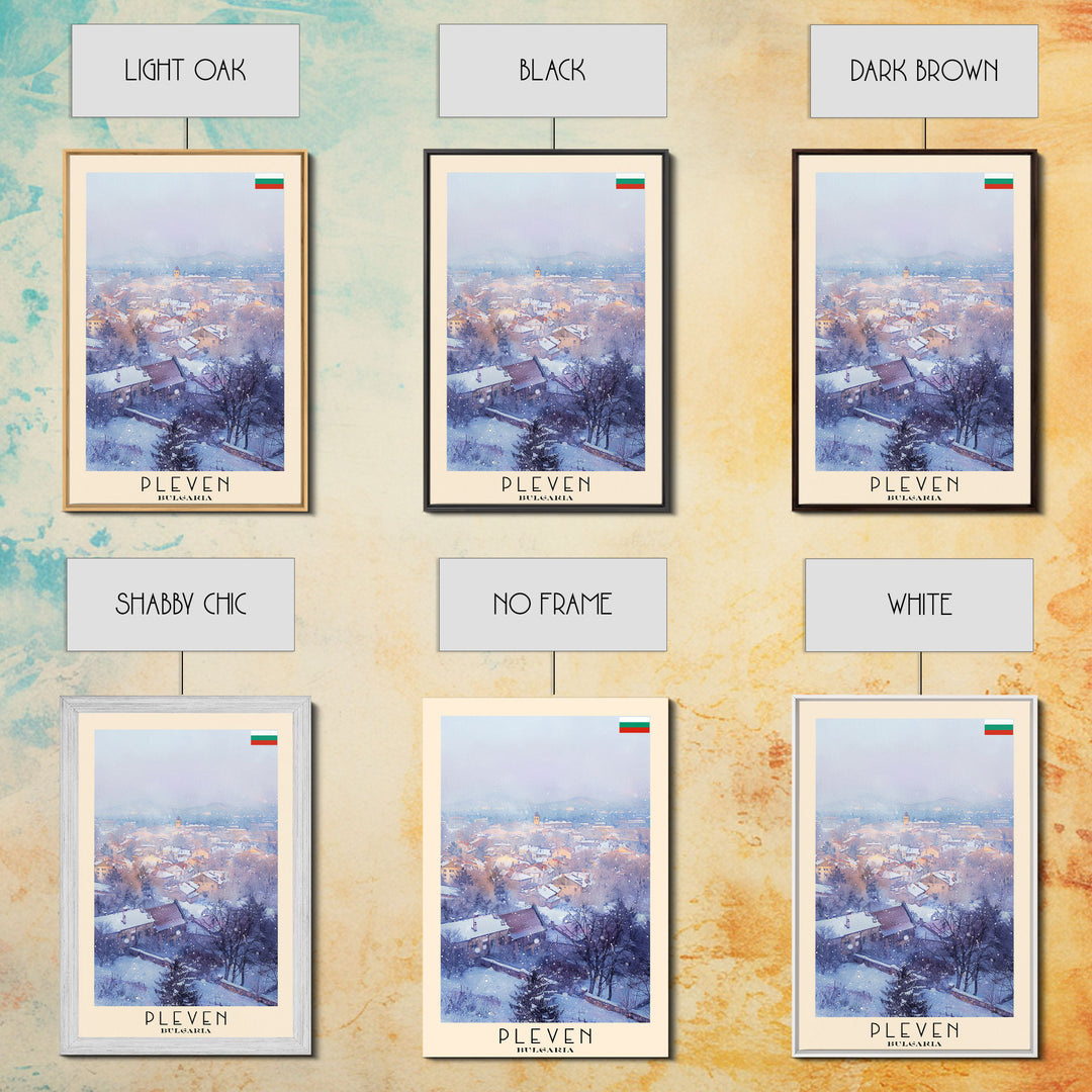 Pleven Bulgaria Travel Poster Framed Canvas Print, Watercolor Painting, Urban Wall Art, Home Decor, Bulgarian Architecture, Contemporary Art