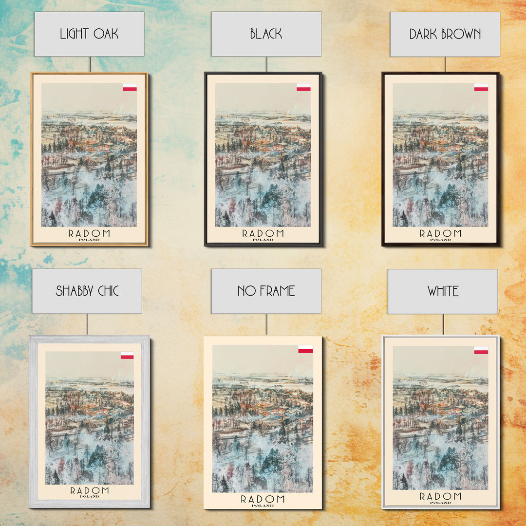 Radom Poland Travel Poster Framed Canvas Print, Watercolor Painting, Urban Wall Art, Home Decor, Polish Cityscape, Modern Decor