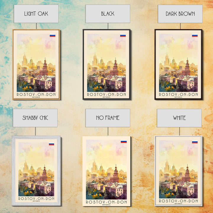 Rostov-on-Don Russia Travel Poster Framed Canvas Print, Watercolor Painting, Urban Wall Art, Home Decor, Russian Cityscape, Vibrant Art