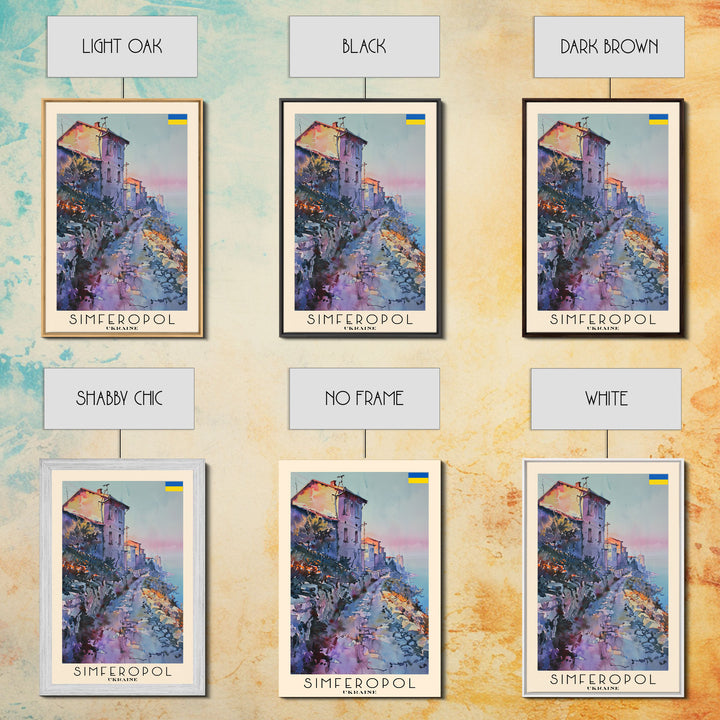 Simferopol Ukraine Travel Poster Framed Canvas Print, Watercolor Painting, Scenic Wall Art, Home Decor, Ukrainian Landscape, Artistic Art