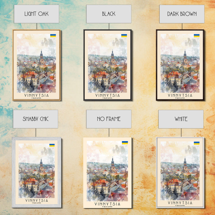 Vinnytsia Ukraine Travel Poster Framed Canvas Print, Watercolor Painting, Scenic Wall Art, Home Decor, Ukrainian Landscape, Classic Art