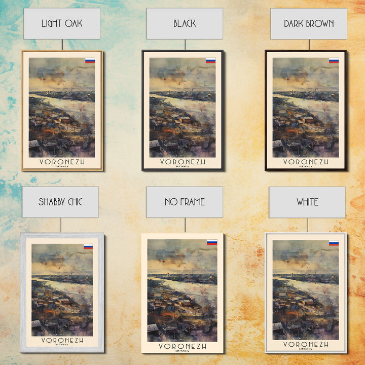 Voronezh Russia Travel Poster Framed Canvas Print, Watercolor Painting, Scenic Wall Art, Home Decor, Russian Landscape, Unique Art