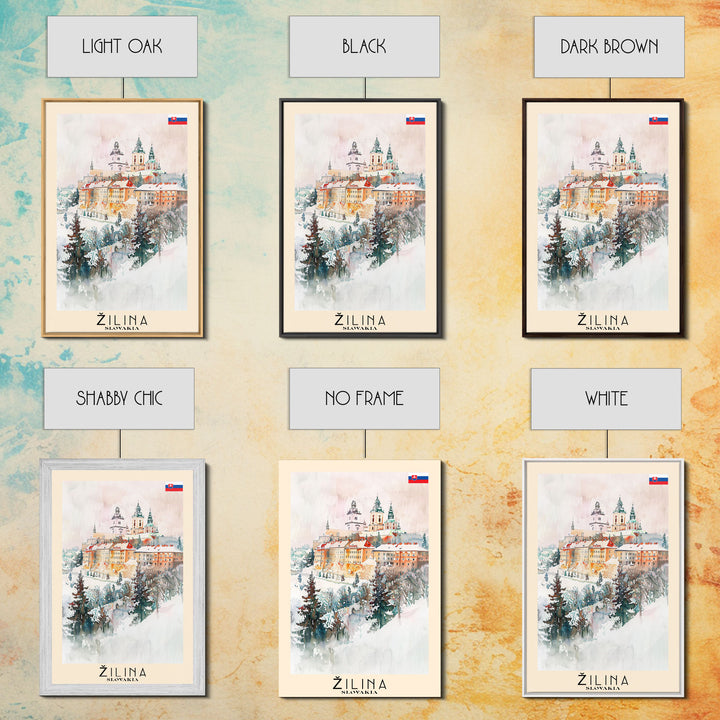 Žilina Slovakia Winter Wonderland Art Print, Charming Town Canvas Print for Home Decor, Travel Poster for Living Room Wall Art, Slovakian Scene