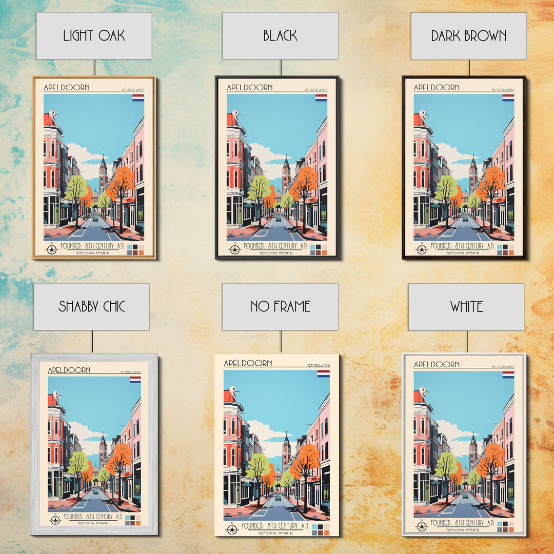 Apeldoorn Netherlands Travel Poster Framed Canvas Print, Midcentury Modern Art, Pop Art Wall Decor, Home Decor, Vacation Gift, Living Room Art