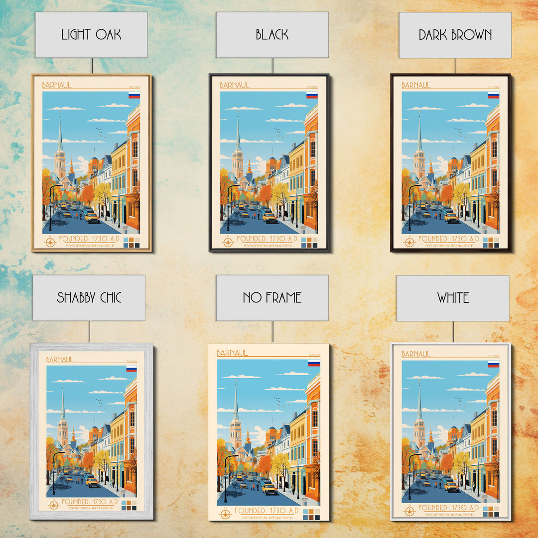Barnaul Russia Travel Poster Framed Canvas Print, Midcentury Modern Art, Pop Art Wall Decor, Home Decor, Vacation Gift, Living Room Art