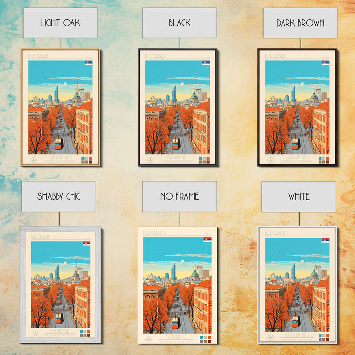 Belgrade Serbia Travel Poster Framed Canvas Print, Midcentury Modern Art, Pop Art Wall Decor, Home Decor, Vacation Gift, Living Room Art