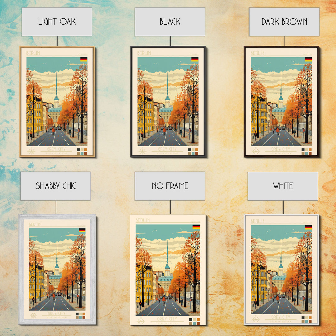 Berlin Germany Travel Poster Framed Canvas Print, Midcentury Modern Art, Pop Art Wall Decor, Home Decor, Vacation Gift, Living Room Art