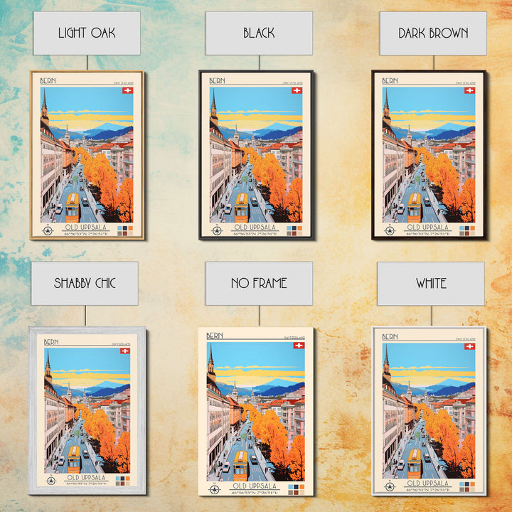 Bern Switzerland Travel Poster Framed Canvas Print, Midcentury Modern Art, Pop Art Wall Decor, Home Decor, Vacation Gift, Living Room Art