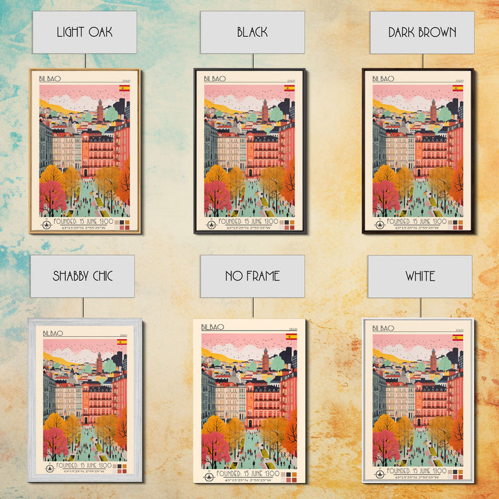 Bilbao Spain Travel Poster Framed Canvas Print, Modern Art, Pop Art Home Decor, Scenic Wall Art, Living Room Decor, Artistic Gift