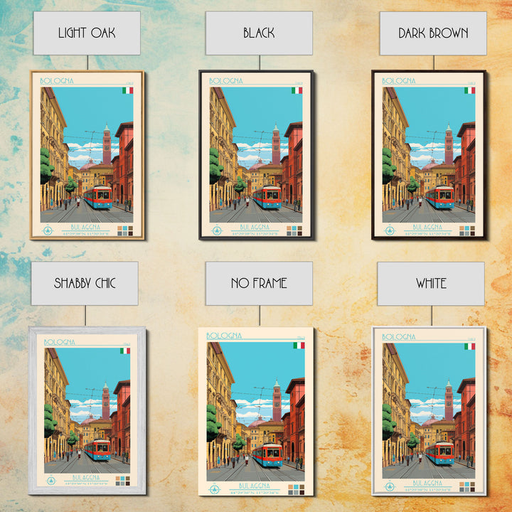 Bologna Italy Travel Poster Framed Canvas Print, Vintage Style, Pop Art Home Decor, Scenic Wall Art, Living Room Decoration, Artistic Gift