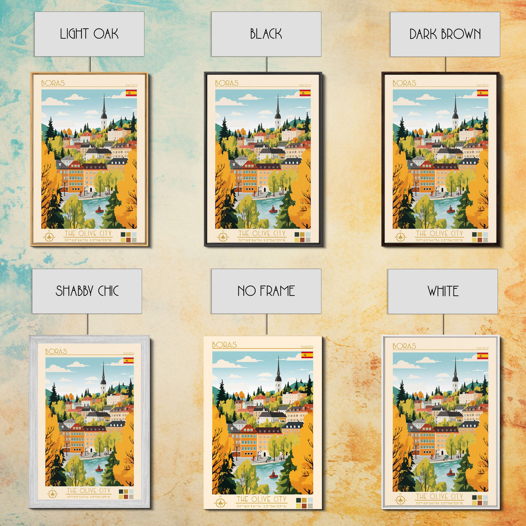 Borås Sweden Travel Poster Framed Canvas Print, Modern Art, Pop Art Wall Decor, Home Decor, Living Room Art, Artistic Gift