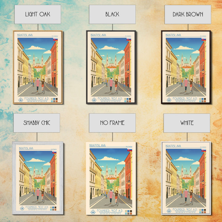 Bratislava Slovakia Travel Poster Framed Canvas Print, Midcentury Modern Art, Pop Art Wall Decor, Home Decor, Vacation Gift, Living Room Art