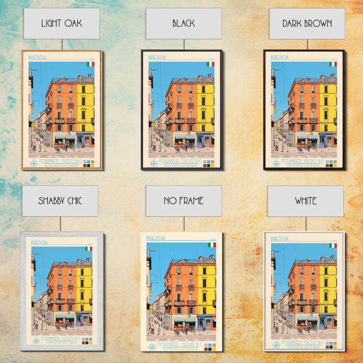 Brescia Italy Travel Poster Framed Canvas Print, Vintage Style, Pop Art Home Decor, Scenic Wall Art, Living Room Decoration, Artistic Gift