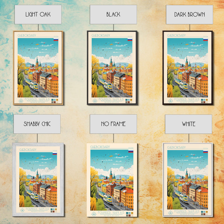 Cheboksary Russia Travel Poster Framed Canvas Print, Vintage Style, Pop Art Home Decor, Scenic Wall Art, Living Room Decoration, Artistic Gift