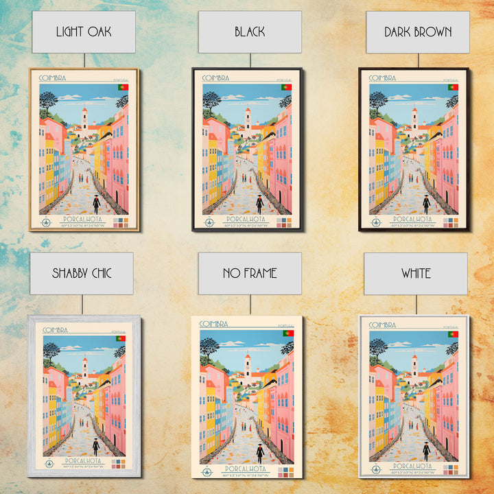 Coimbra Portugal Travel Poster Framed Canvas Print, Midcentury Modern Art, Pop Art Wall Decor, Home Decor, Vacation Gift, Living Room Art
