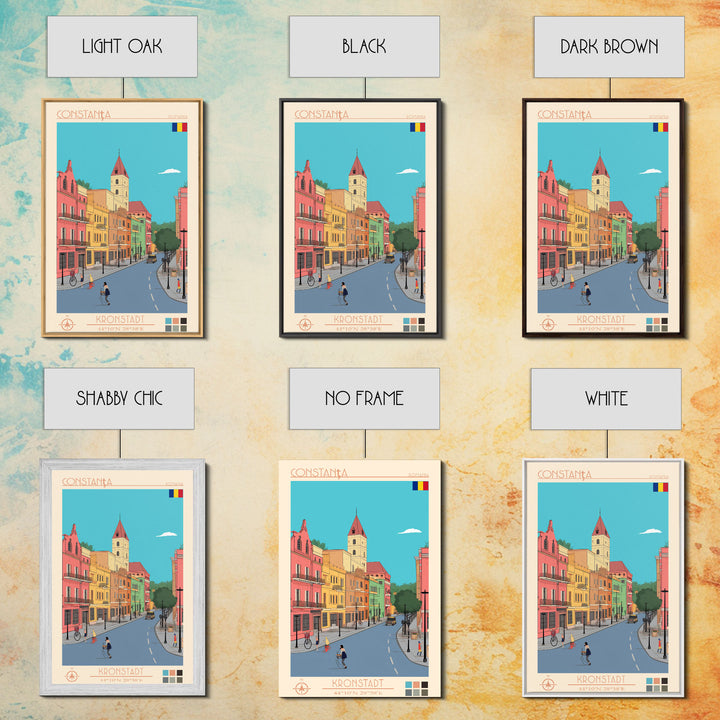 Constanta Romania Travel Poster Framed Canvas Print, Midcentury Modern Art, Pop Art Wall Decor, Home Decor, Vacation Gift, Living Room Art