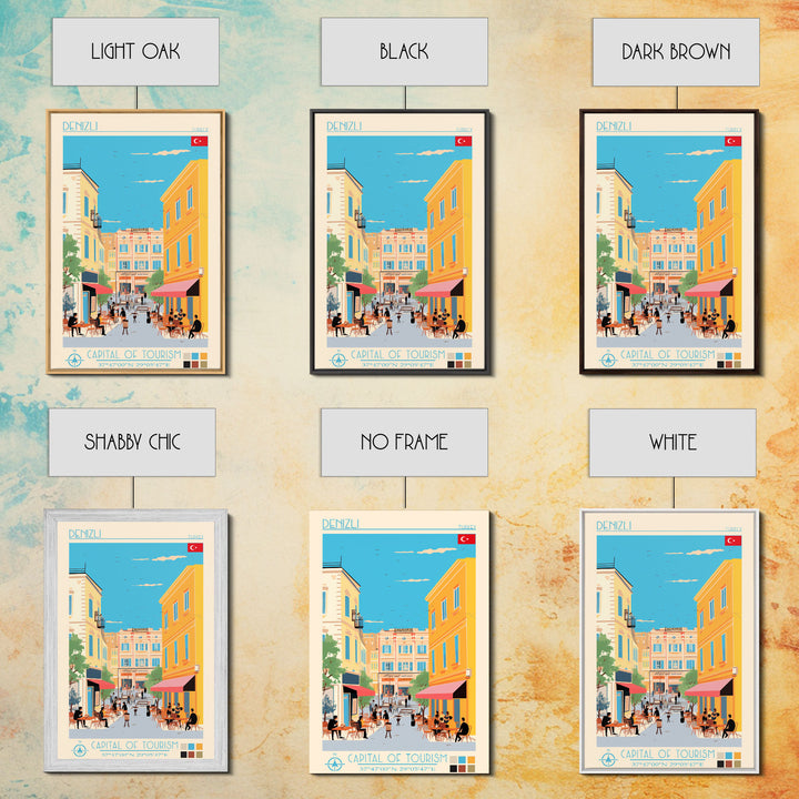 Denizli Turkey Travel Poster Framed Canvas Print, Midcentury Modern Art, Pop Art Wall Decor, Home Decor, Vacation Gift, Living Room Art