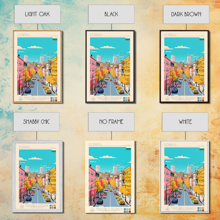 Dobrich Bulgaria Travel Poster Framed Canvas Print, Midcentury Modern Art, Pop Art Wall Decor, Home Decor, Vacation Gift, Living Room Art