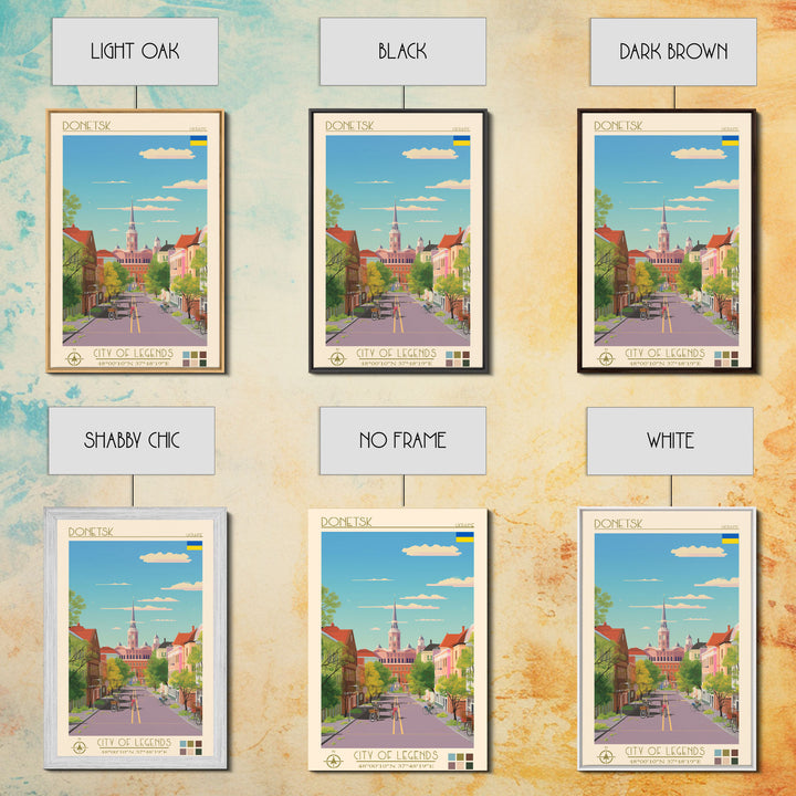 Donetsk Ukraine Travel Poster Framed Canvas Print, Midcentury Modern Art, Pop Art Wall Decor, Home Decor, Vacation Gift, Living Room Art