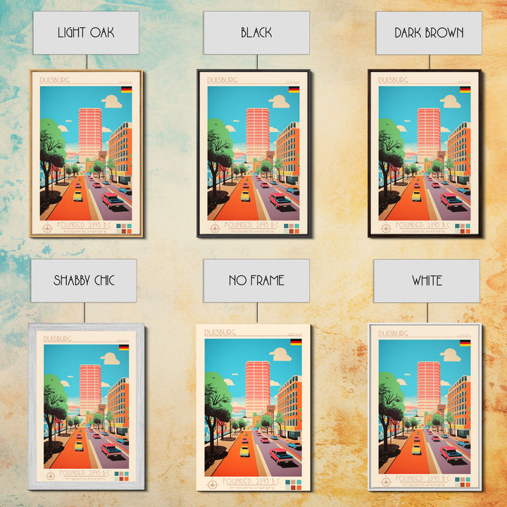 Duisburg Germany Travel Poster Framed Canvas Print, Midcentury Modern Art, Pop Art Wall Decor, Scenic Living Room Art, Bedroom Decor