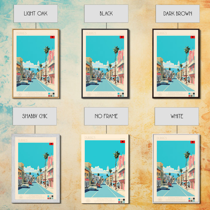 Durrës Albania Travel Poster Framed Canvas Print, Vintage Style, Pop Art Home Decor, Scenic Wall Art, Bedroom Decoration, Office Gift