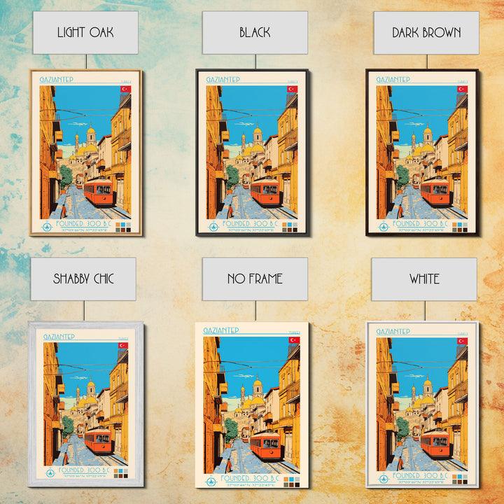 Gaziantep Turkey Travel Poster Framed Canvas Print, Midcentury Modern Art, Pop Art Wall Decor, Scenic Living Room Art, Bedroom Decor