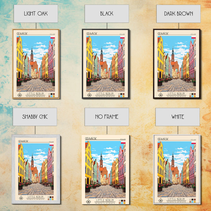 Gdańsk Poland Travel Poster Framed Canvas Print, Vintage Style, Pop Art Home Decor, Scenic Wall Art, Bedroom Decoration, Office Gift