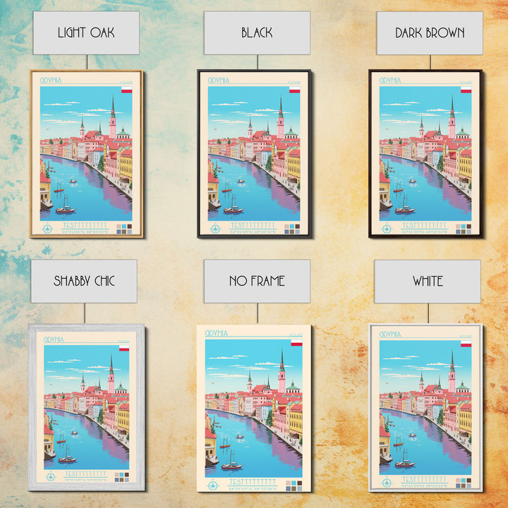 Gdynia Poland Travel Poster Framed Canvas Print, Midcentury Modern Art, Pop Art Wall Decor, Home Decor, Vacation Gift, Office Art