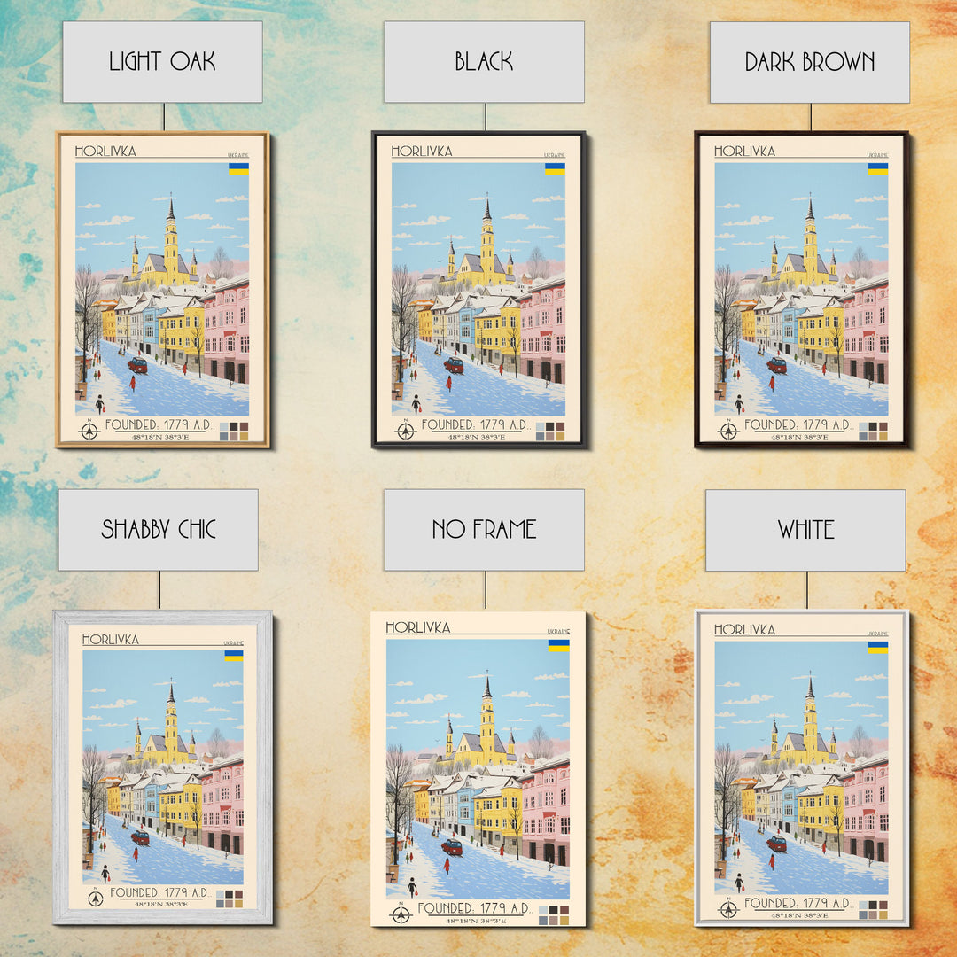 Horlivka Ukraine Travel Poster Framed Canvas Print, Vintage Style, Pop Art Home Decor, Scenic Wall Art, Bedroom Decoration, Office Gift