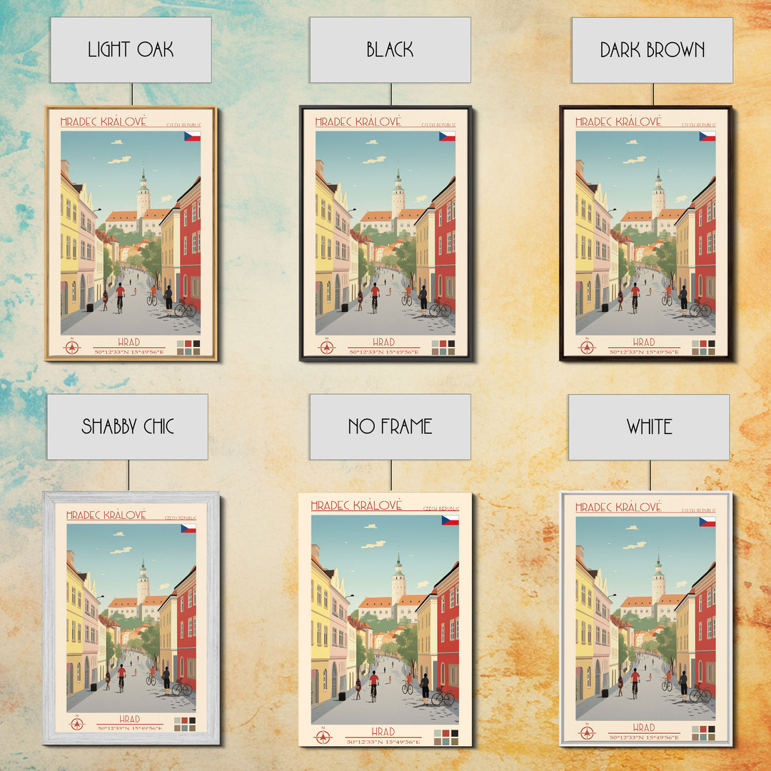 Hradec Králové Czech Republic Travel Poster Framed Canvas Print, Midcentury Modern Art, Pop Art Wall Decor, Scenic Living Room Art, Bedroom Gift