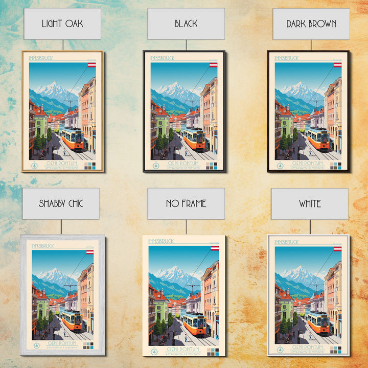Innsbruck Austria Travel Poster Framed Canvas Print, Midcentury Modern Art, Pop Art Wall Decor, Scenic Wall Art, Living Room Decoration, Office Art